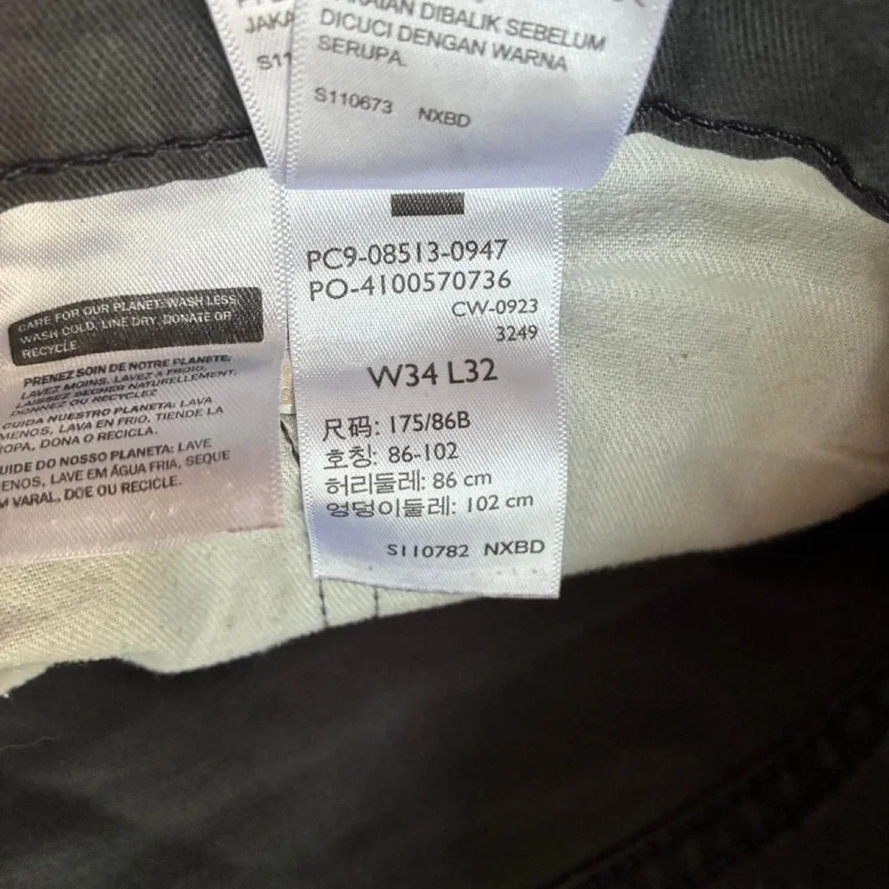 Levis 513 Slim Straight Gray Jeans Mens 34x32 Garment Dyed Stretch Denim Pants